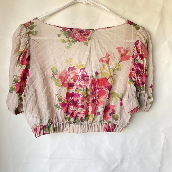 Zara crop top floral pink short sleeve nwt - Picture 3 of 3